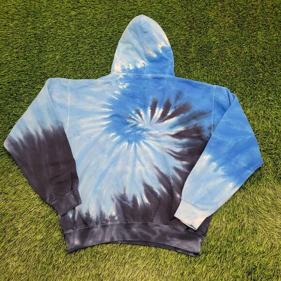 Colortone Spiral Tie-Dye Hoodie M/L 23x24 Baggy Crop Blue - Picture 2 of 11